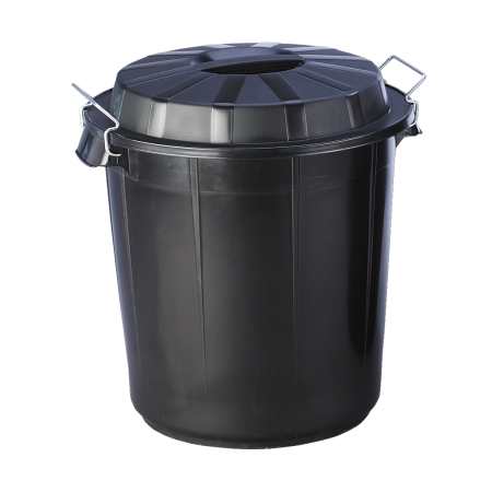 CUBO INDUSTRIAL NEGRO CON TAPA 50L