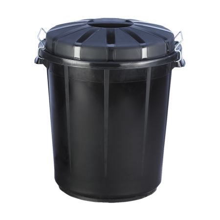 CUBO INDUSTRIAL NEGRO CON TAPA 70L