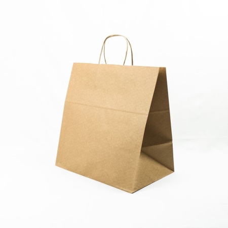 BOLSA PAPEL KRAFT CON ASA PLANA 32+16X31CM