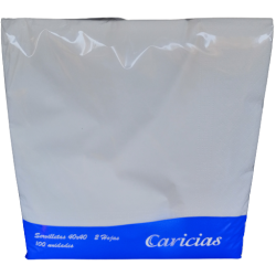 SERVILLETA 40X40, 2 CAPAS BLANCA, CARICIAS
