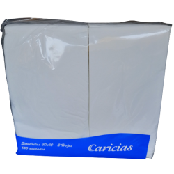 SERVILLETA 40X40 2CAPAS COLOR BLANCO, PLEGADA 1/8